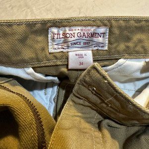 FILSON Pants Mens 34 Brown Khaki Straight Leg Outdoors Pockets Casual Tan